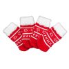 4 Pcs Knitted Dog Socks-Red with White Snowflakes