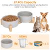 Double 28.7Oz Ceramic Pet Bowls with Wooden Stand Raised