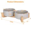 Double 28.7Oz Ceramic Pet Bowls with Wooden Stand Raised