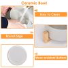 Double 28.7Oz Ceramic Pet Bowls with Wooden Stand Raised