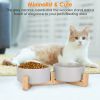 Double 28.7Oz Ceramic Pet Bowls with Wooden Stand Raised