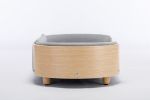 Scandinavian Style Elevated Pet Sofa With Solid Wood legs and Bent Wood Back, Velvet Cushion, Mid Size Light Grey